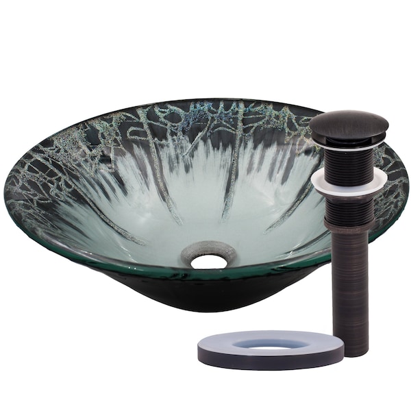 Novatto CREDERE Artsy Glass Vessel Bath Sink Set in Oil Rubbed Bronze NOHP-G19012ORB - main